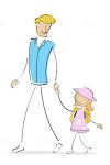 Father and Daughter Walking Holding Hands